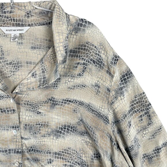 August Max Womens Silk Top 28W Snakeskin Print Silky Flowy Work Office Capsule - Picture 5 of 14